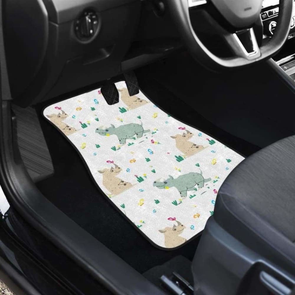 Cute Rhino Pattern Front And Back Car Mats