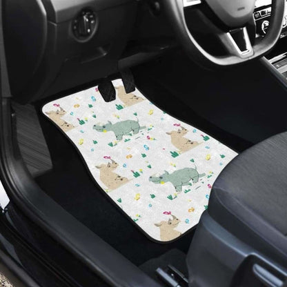Cute Rhino Pattern Front And Back Car Mats