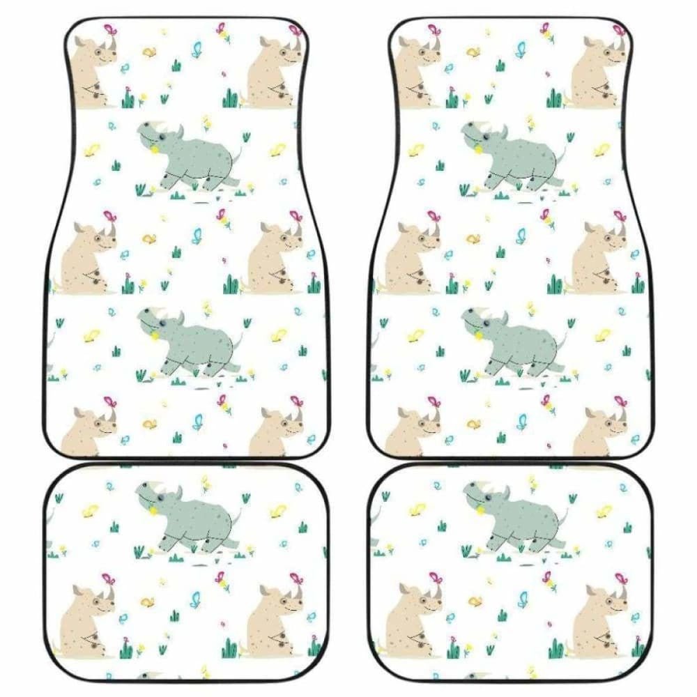 Cute Rhino Pattern Front And Back Car Mats