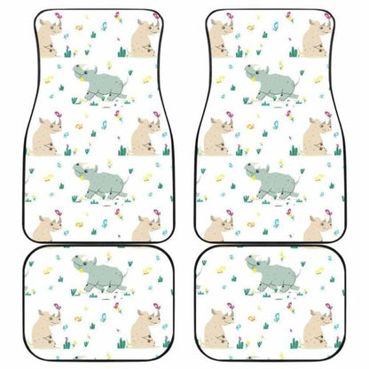Cute Rhino Pattern Front And Back Car Mats