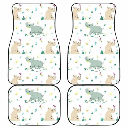 Cute Rhino Pattern Front And Back Car Mats