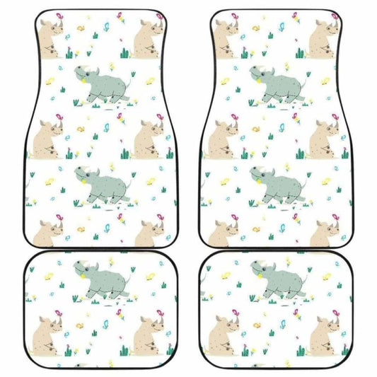 Cute Rhino Pattern Front And Back Car Mats