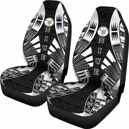 Niue Car Seat Covers - Niue Seal Polynesian Tattoo Black -