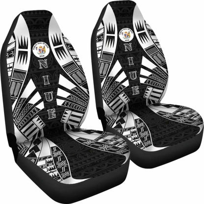 Niue Car Seat Covers - Niue Seal Polynesian Tattoo Black -