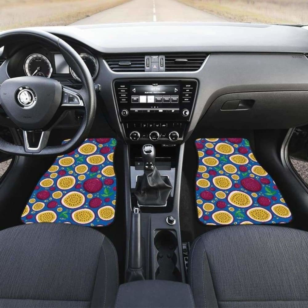 Passion Fruit Blue Background Front And Back Car Mats