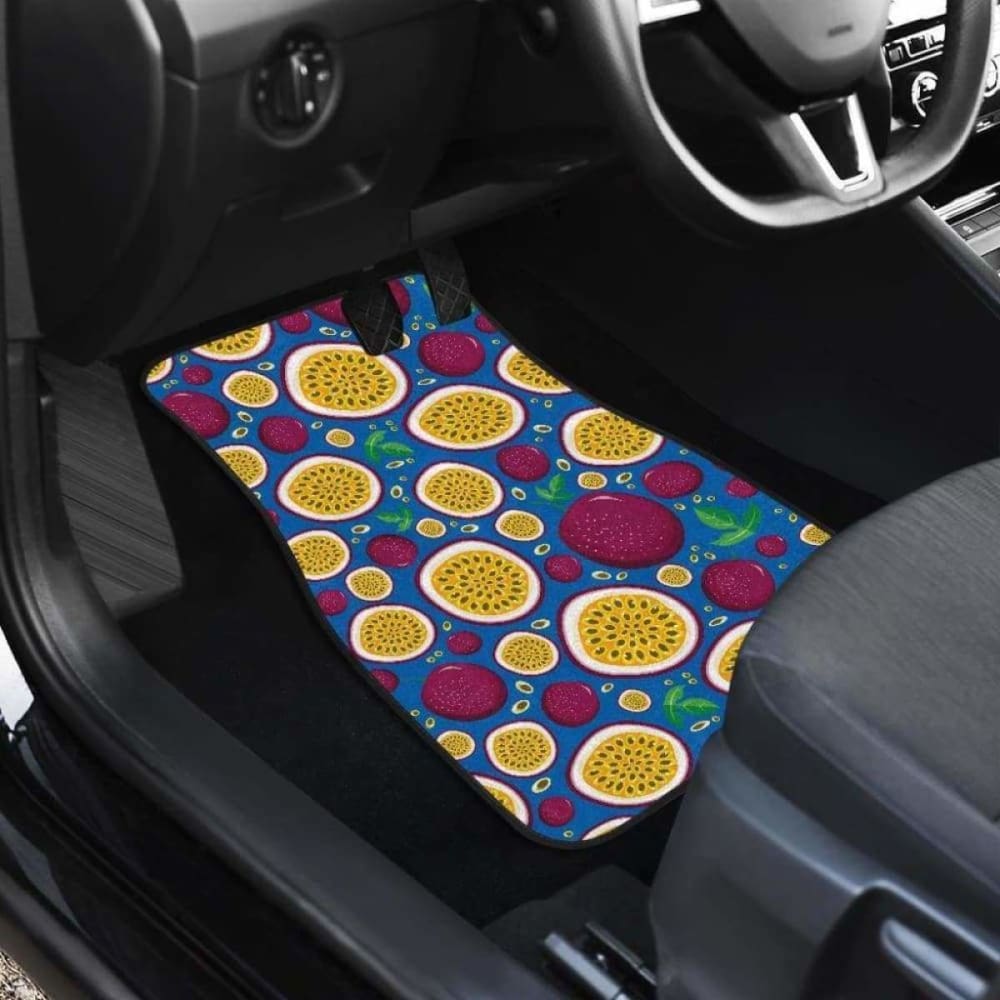 Passion Fruit Blue Background Front And Back Car Mats