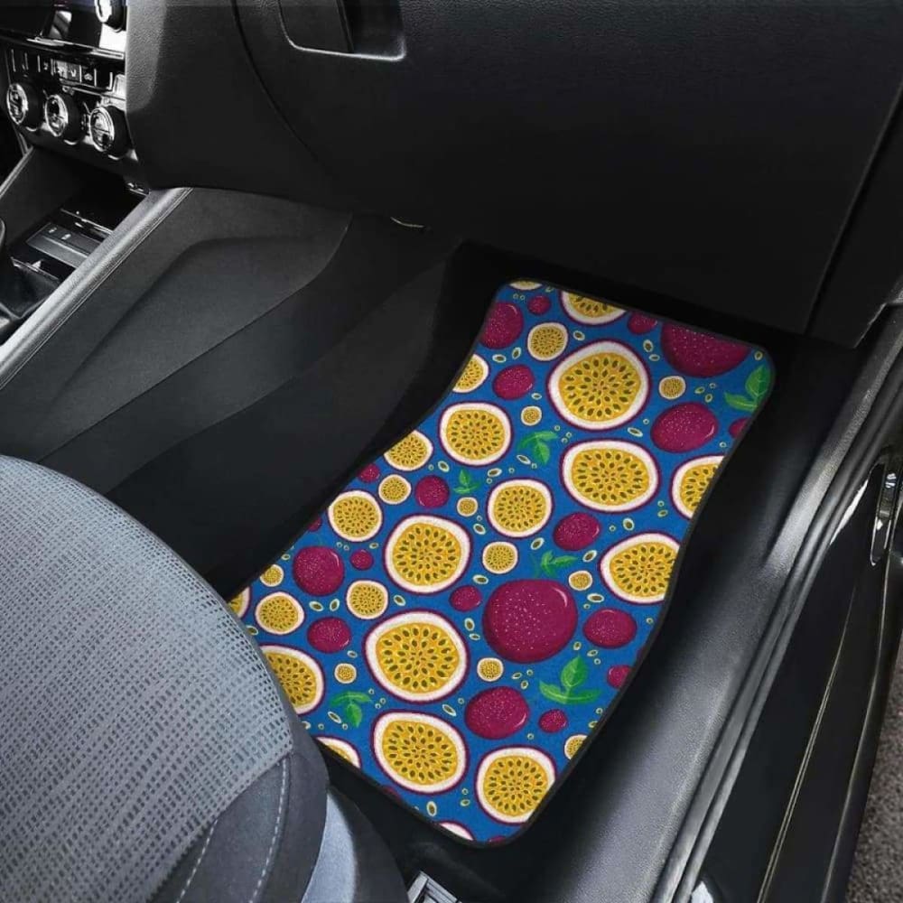 Passion Fruit Blue Background Front And Back Car Mats