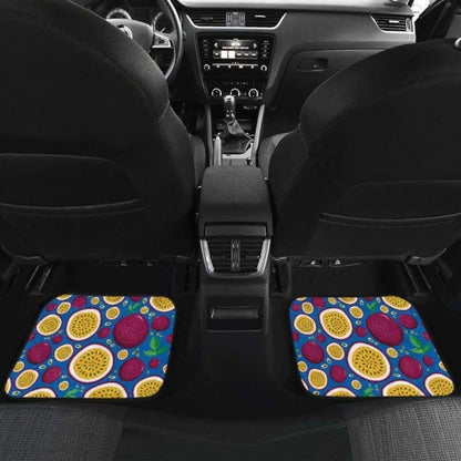 Passion Fruit Blue Background Front And Back Car Mats
