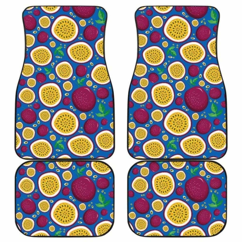 Passion Fruit Blue Background Front And Back Car Mats