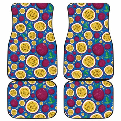 Passion Fruit Blue Background Front And Back Car Mats