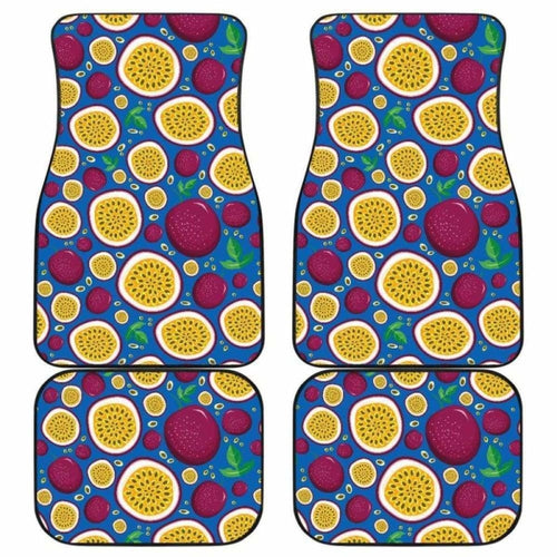 Passion Fruit Blue Background Front And Back Car Mats