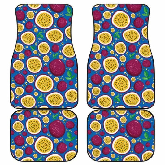 Passion Fruit Blue Background Front And Back Car Mats
