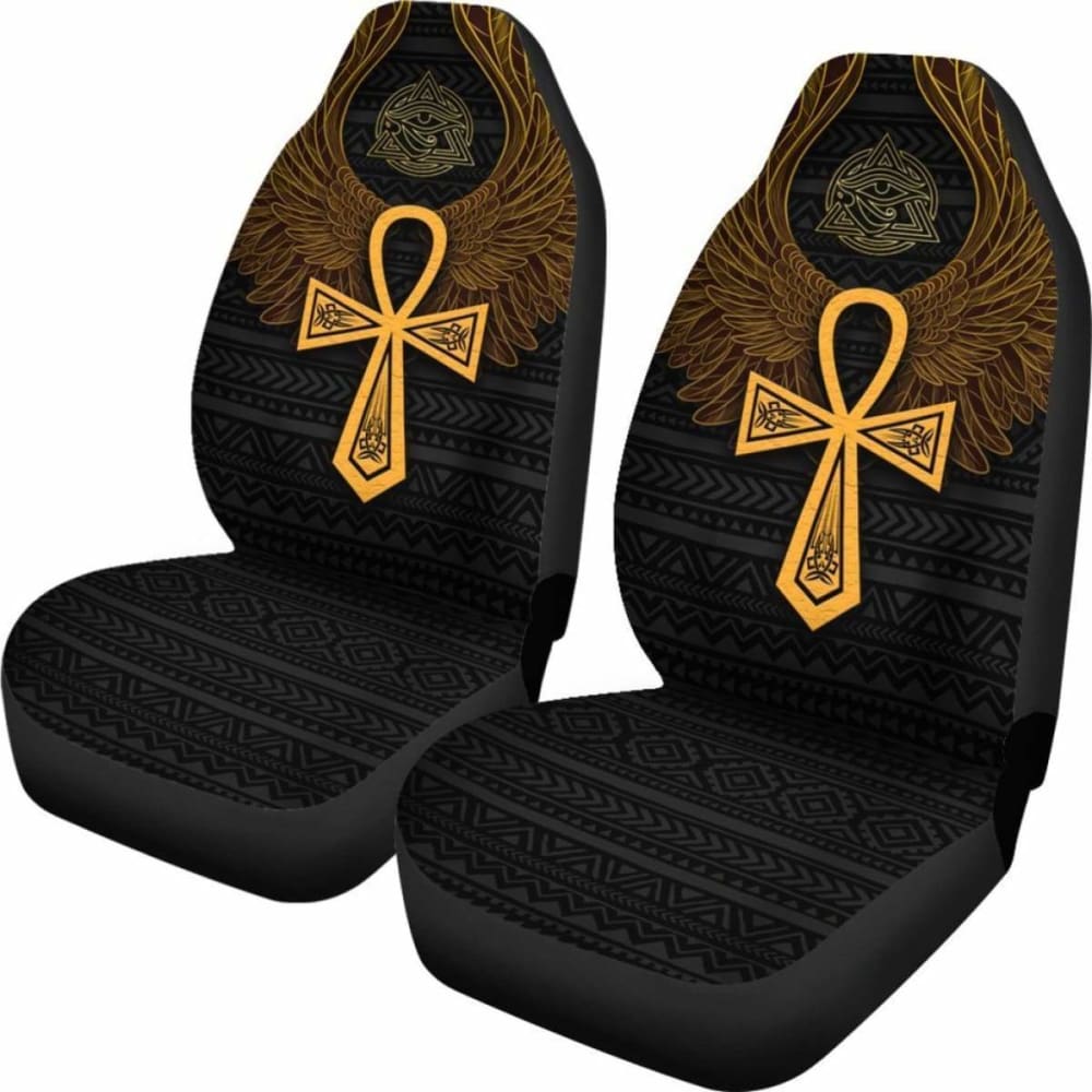 African Car Seat Covers - Africa Ancient Egypt Ankh & Horus Wings -