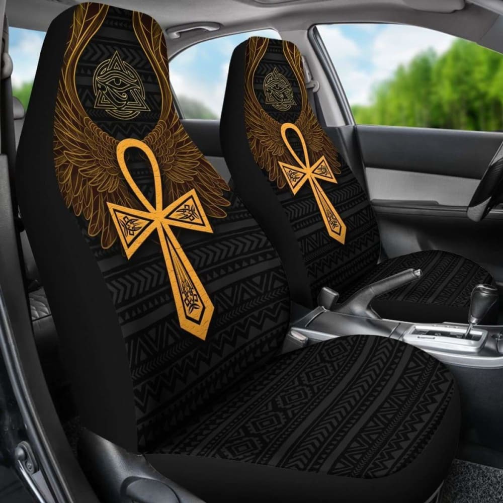 African Car Seat Covers - Africa Ancient Egypt Ankh & Horus Wings -