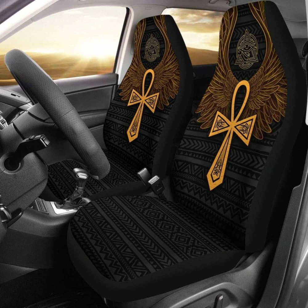 African Car Seat Covers - Africa Ancient Egypt Ankh & Horus Wings -