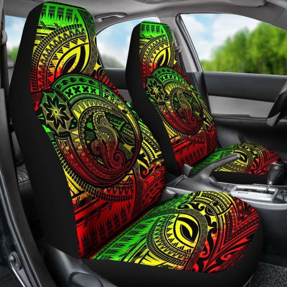 Seahorse Polynesian Car Seat Covers - Polynesian Tattoo Reggae -