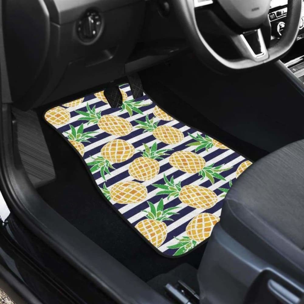 Pineapples Pattern Striped Background Front And Back Car Mats