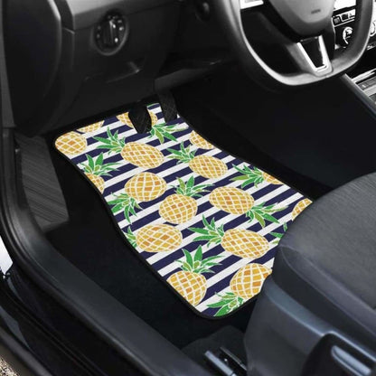 Pineapples Pattern Striped Background Front And Back Car Mats