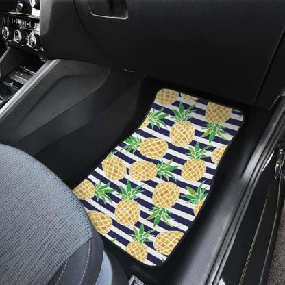 Pineapples Pattern Striped Background Front And Back Car Mats