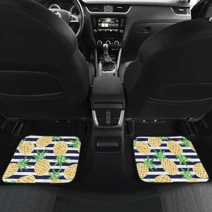 Pineapples Pattern Striped Background Front And Back Car Mats