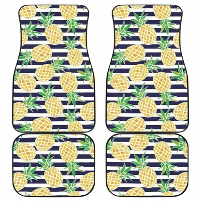 Pineapples Pattern Striped Background Front And Back Car Mats