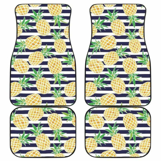 Pineapples Pattern Striped Background Front And Back Car Mats