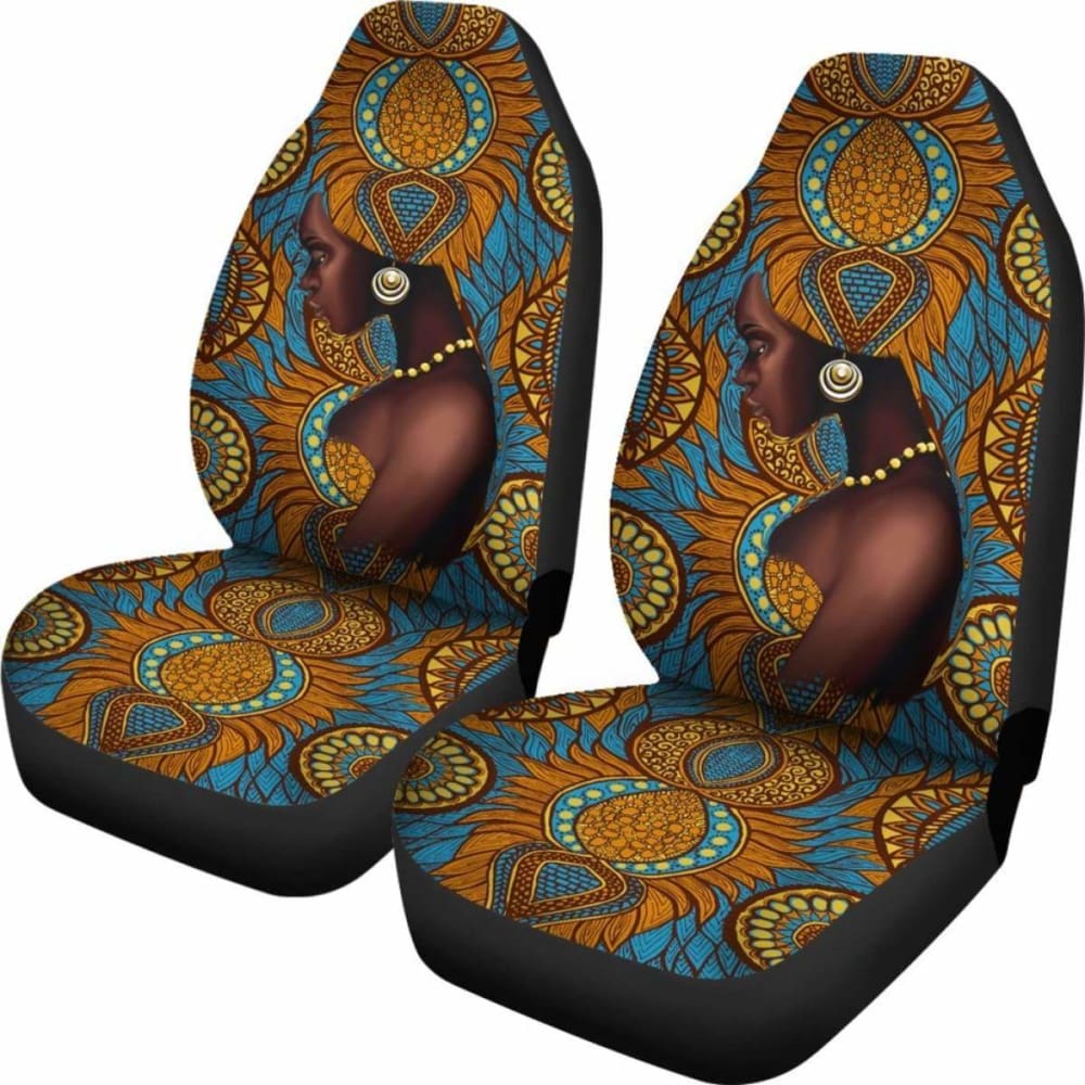 African Car Seat Covers - Africa Black Girl Floral -