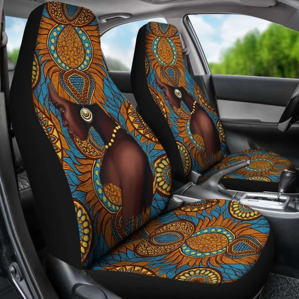African Car Seat Covers - Africa Black Girl Floral -