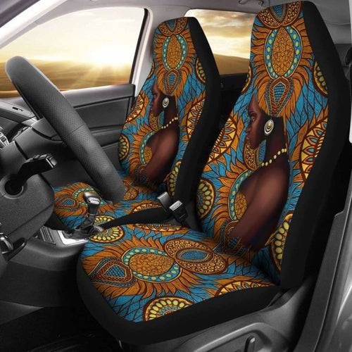 African Car Seat Covers - Africa Black Girl Floral -