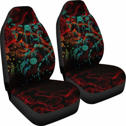 Australia Car Seat Covers, Kangaroo Adults Indigenous Art -
