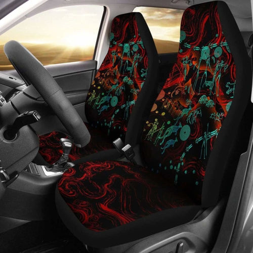 Australia Car Seat Covers, Kangaroo Adults Indigenous Art -