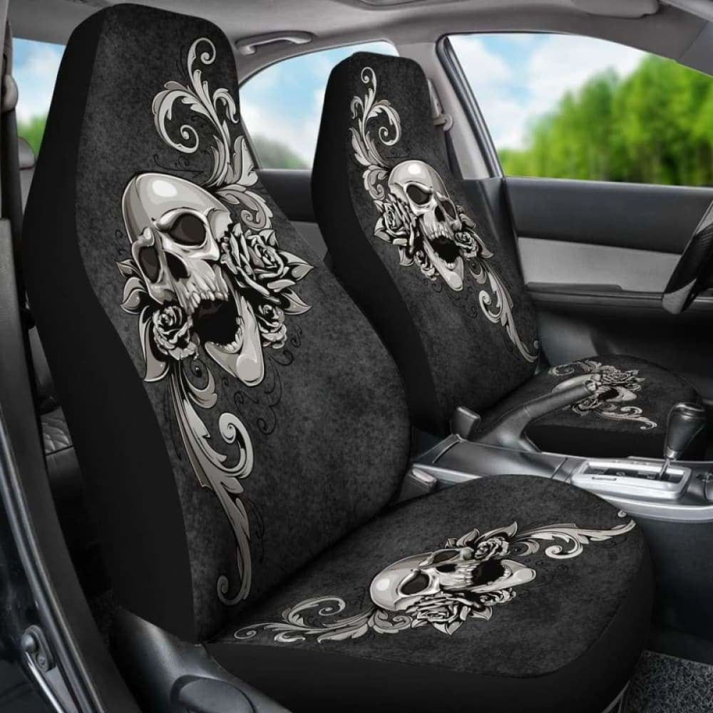 Set Of - Skull Floral - Car Seat Covers