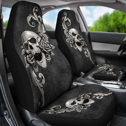 Set Of - Skull Floral - Car Seat Covers