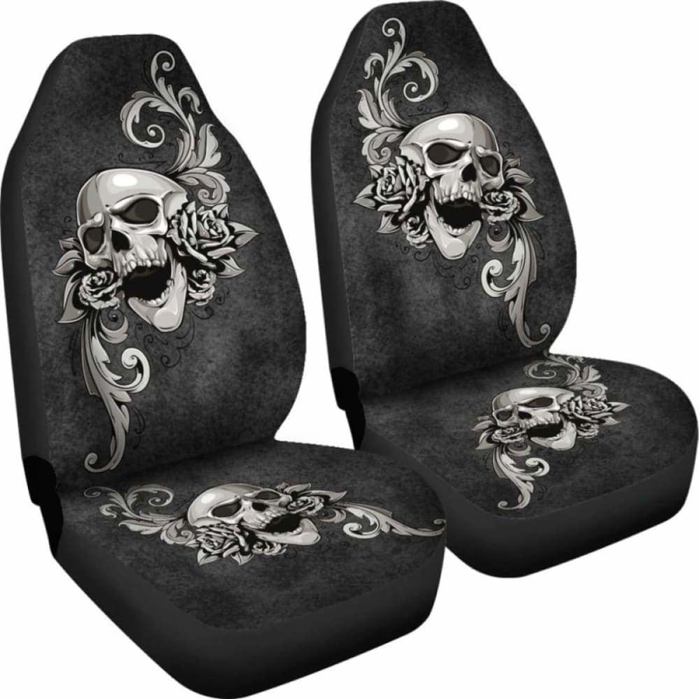 Set Of - Skull Floral - Car Seat Covers