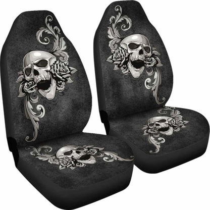 Set Of - Skull Floral - Car Seat Covers