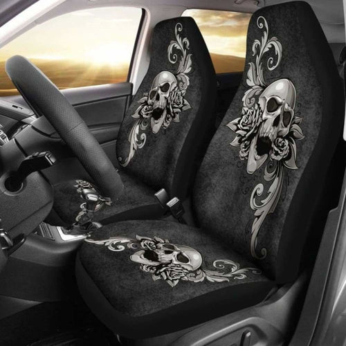 Set Of - Skull Floral - Car Seat Covers