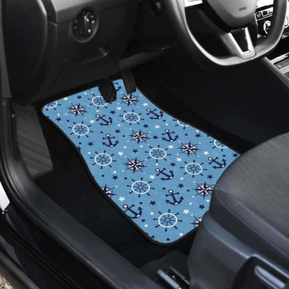 Anchors Rudder Compass Star Nautical Pattern Front And Back Car Mats