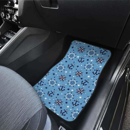 Anchors Rudder Compass Star Nautical Pattern Front And Back Car Mats
