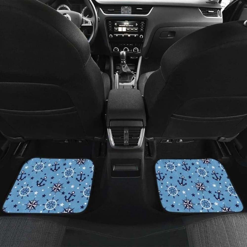 Anchors Rudder Compass Star Nautical Pattern Front And Back Car Mats