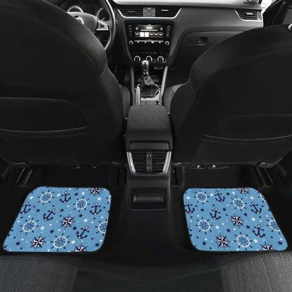 Anchors Rudder Compass Star Nautical Pattern Front And Back Car Mats