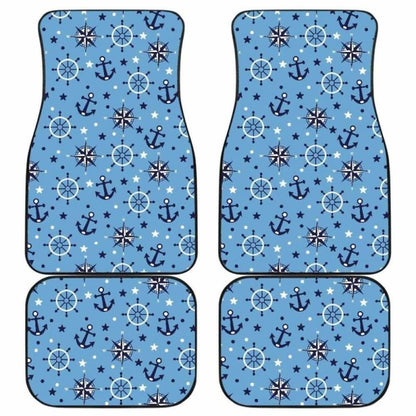 Anchors Rudder Compass Star Nautical Pattern Front And Back Car Mats