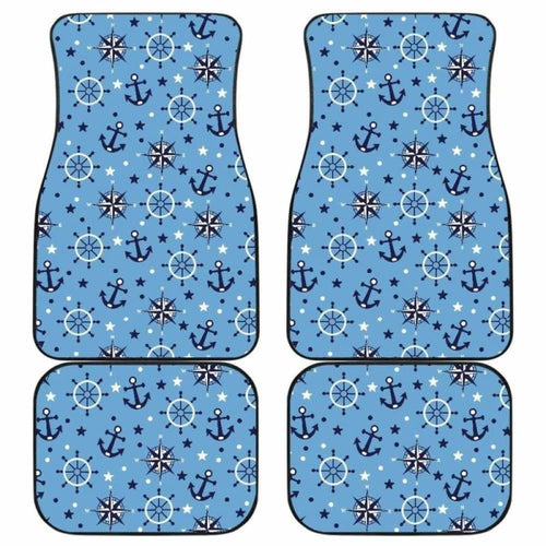 Anchors Rudder Compass Star Nautical Pattern Front And Back Car Mats