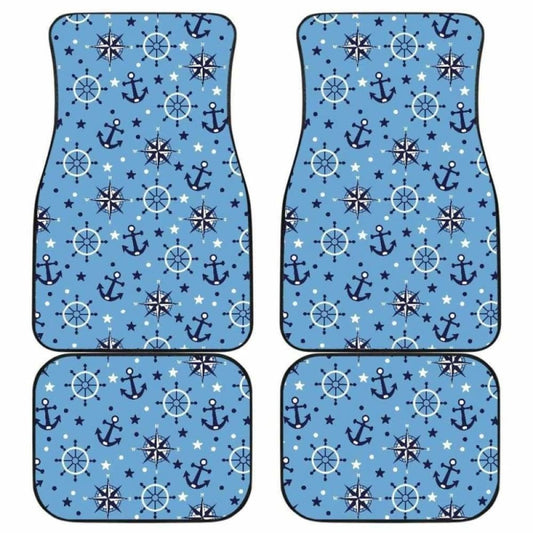 Anchors Rudder Compass Star Nautical Pattern Front And Back Car Mats