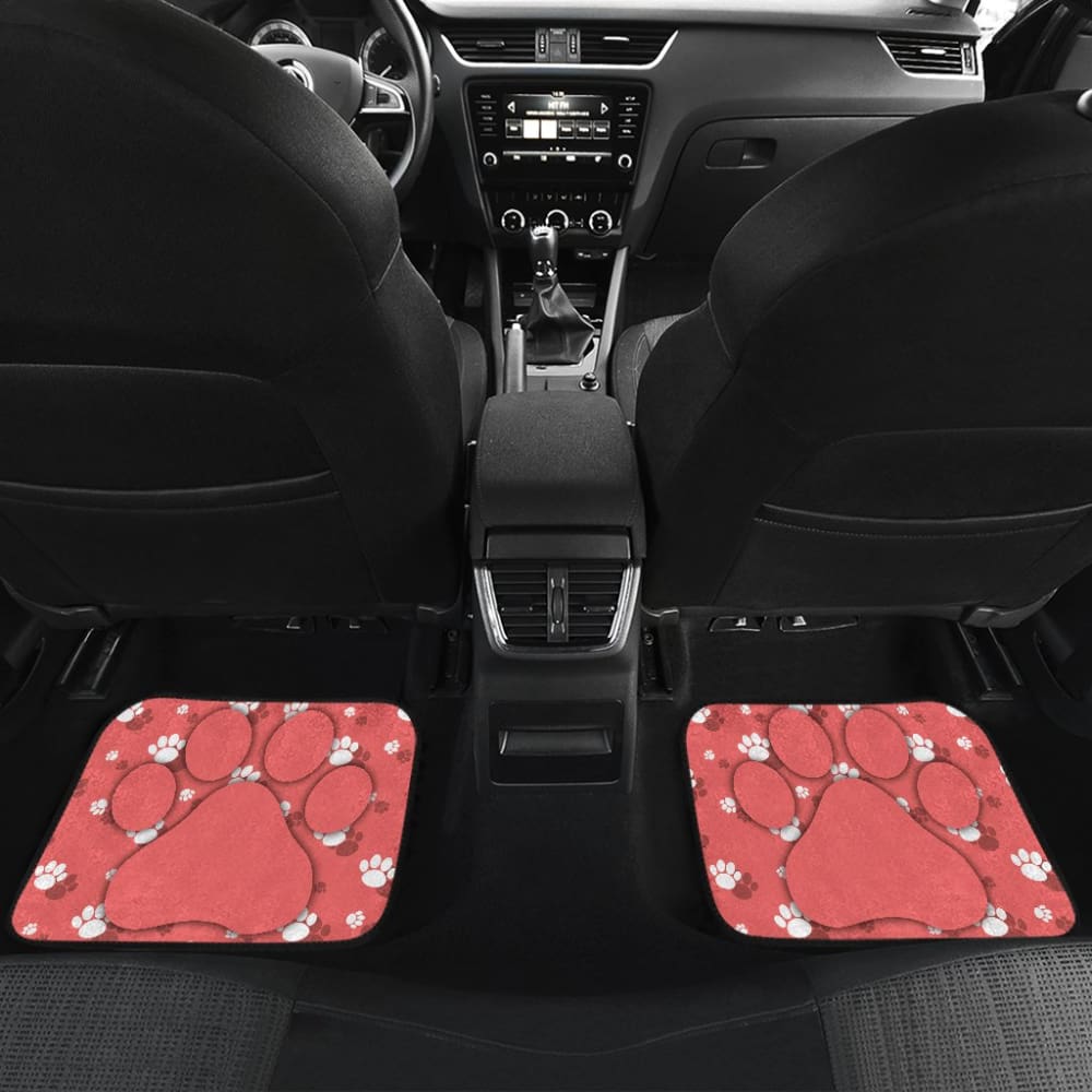 Couple Rottweilers on Pink Background Paw Print Car Floor Mats