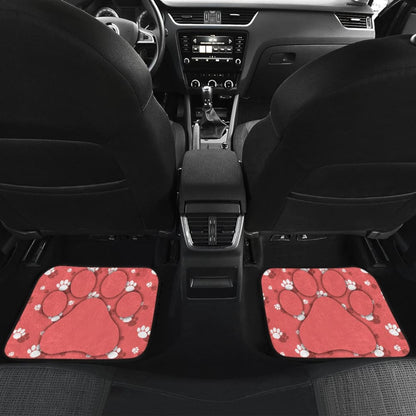 Couple Rottweilers on Pink Background Paw Print Car Floor Mats