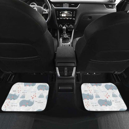 Cute Rhino Heart Pattern Front And Back Car Mats