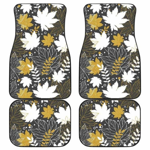 Beautiful Gold Autumn Maple Leaf Pattern Front And Back Car Mats