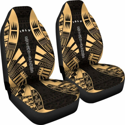 Society Islands Car Seat Covers - Society Islands Flag Polynesian Tattoo Gold -