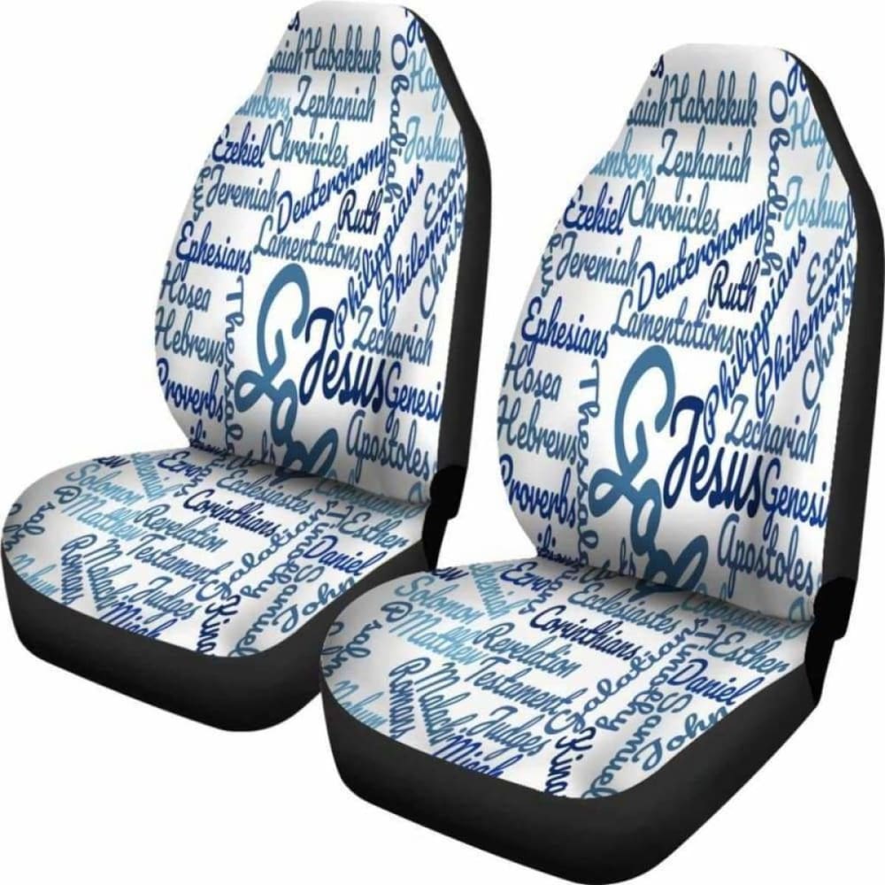 Christianity Holy Bible Books White Blue Car Seat Cover