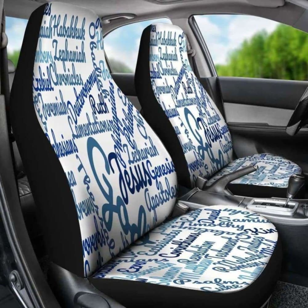 Christianity Holy Bible Books White Blue Car Seat Cover